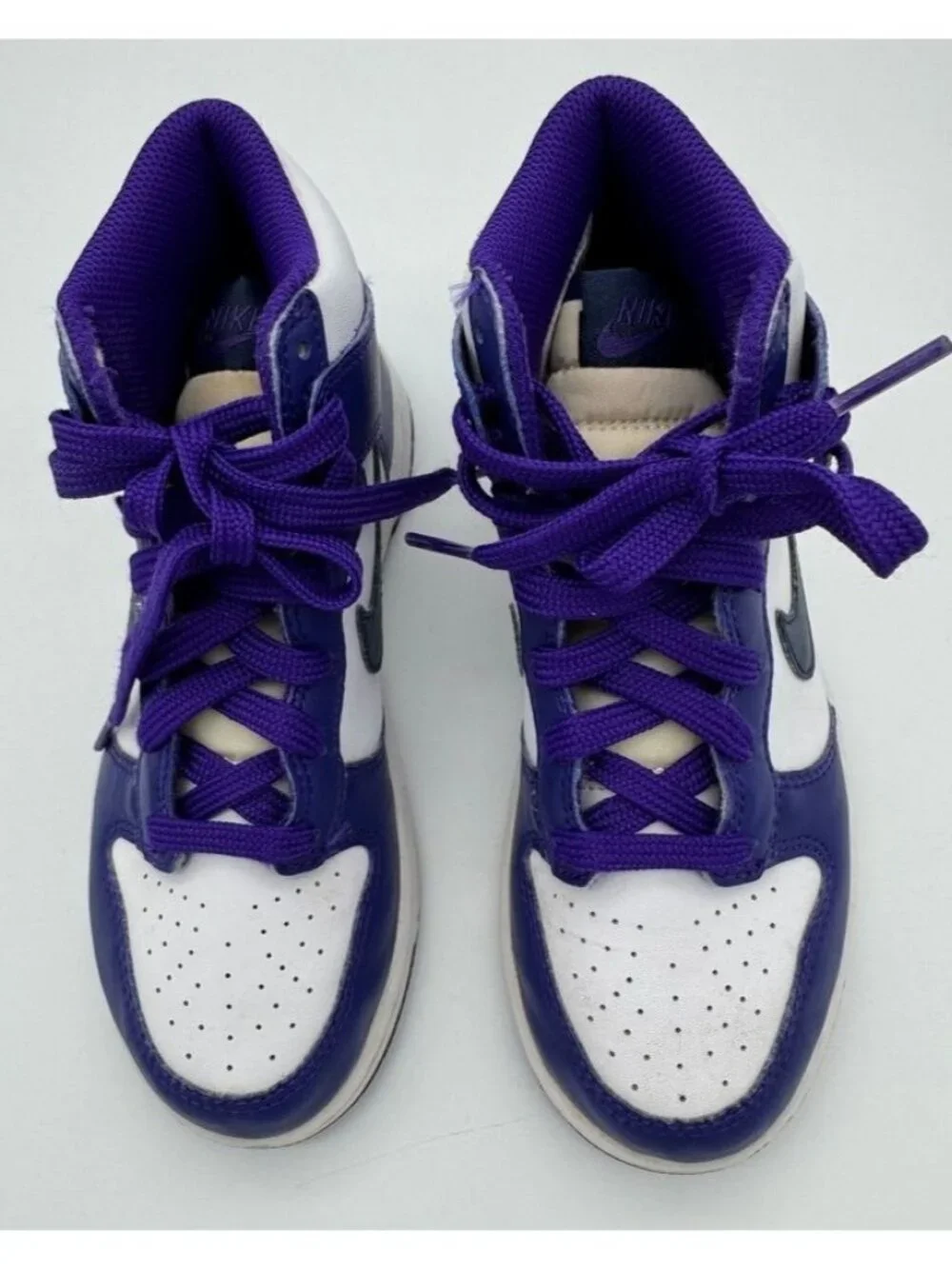 Nike Dunk High Sneakers DH9753-100 Electro Purple/Navy/White Shoes Youth Size 1Y