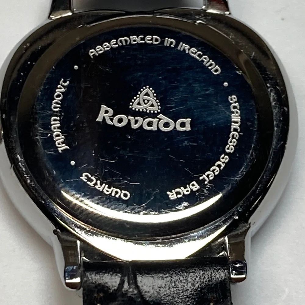 Rovada Claddagh Watch Women Silver Tone Heart blue Dial New Battery black strap
