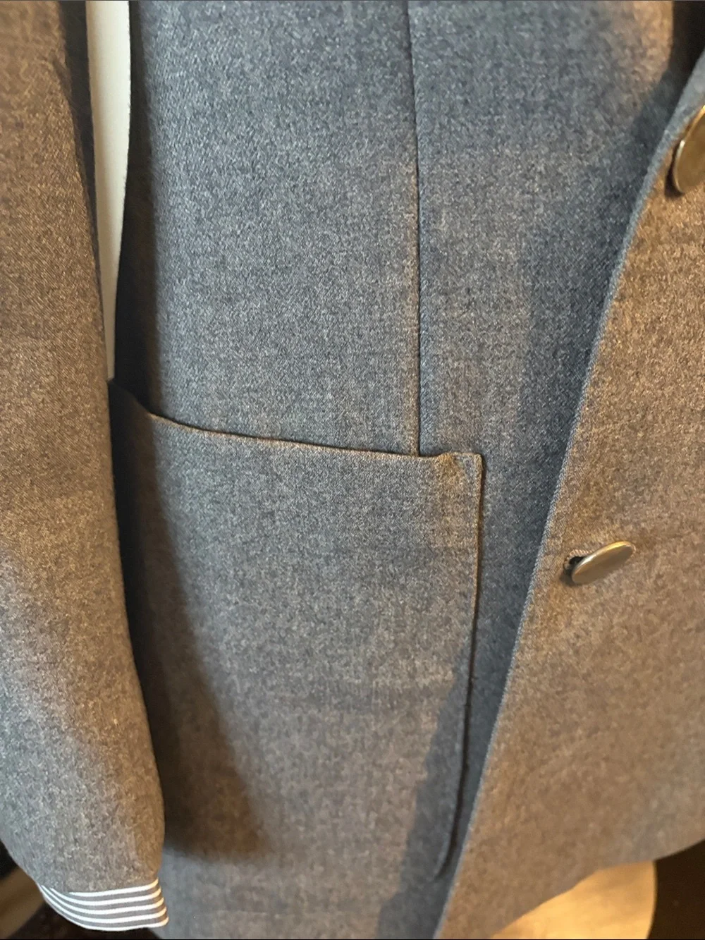 Pur Double-Breasted Gray Wool Suit Jacket