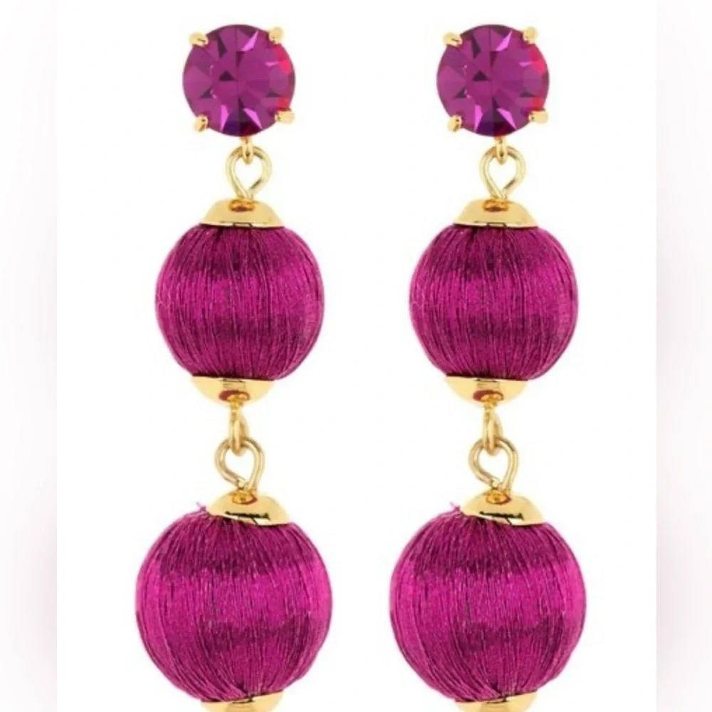 Kate Spade Fuchsia Pink Linear Graduated Thread Wrapped Ball Earrings