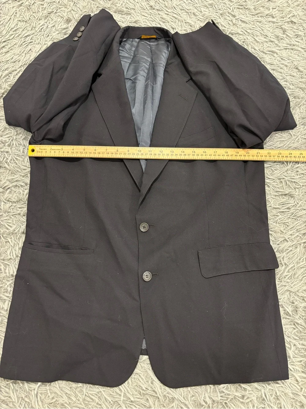 Brooks Brothers Brooksease Men Black Suit 100% Wool 42R Single Breasted 2 Button