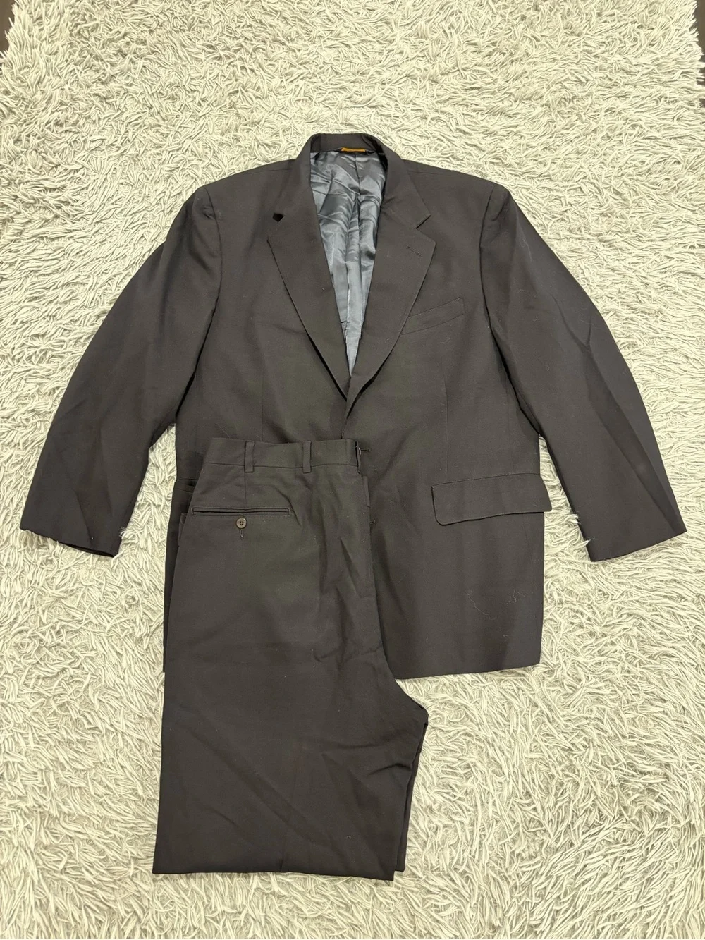 Brooks Brothers Brooksease Men Black Suit 100% Wool 42R Single Breasted 2 Button