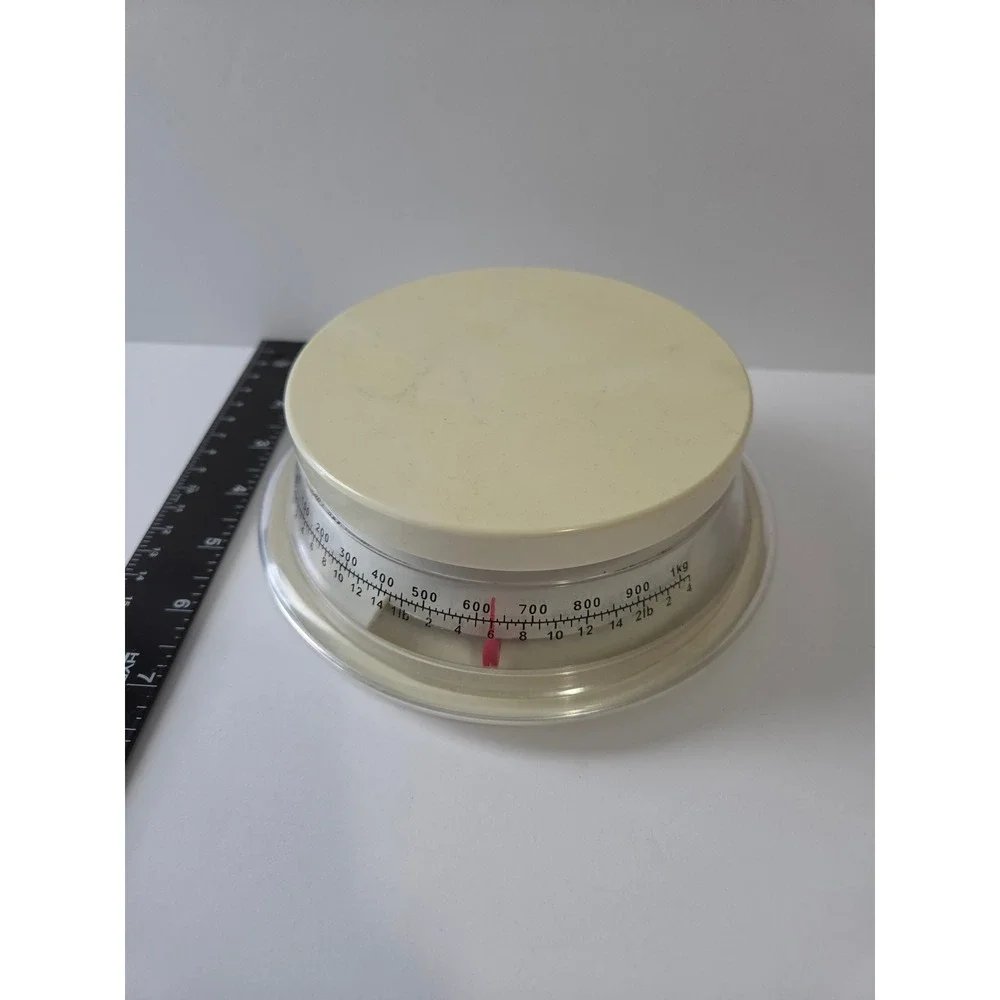 Vintage Analog Kitchen Scale Cream Round Mechanical Food Scale 1kg 2lb 4oz