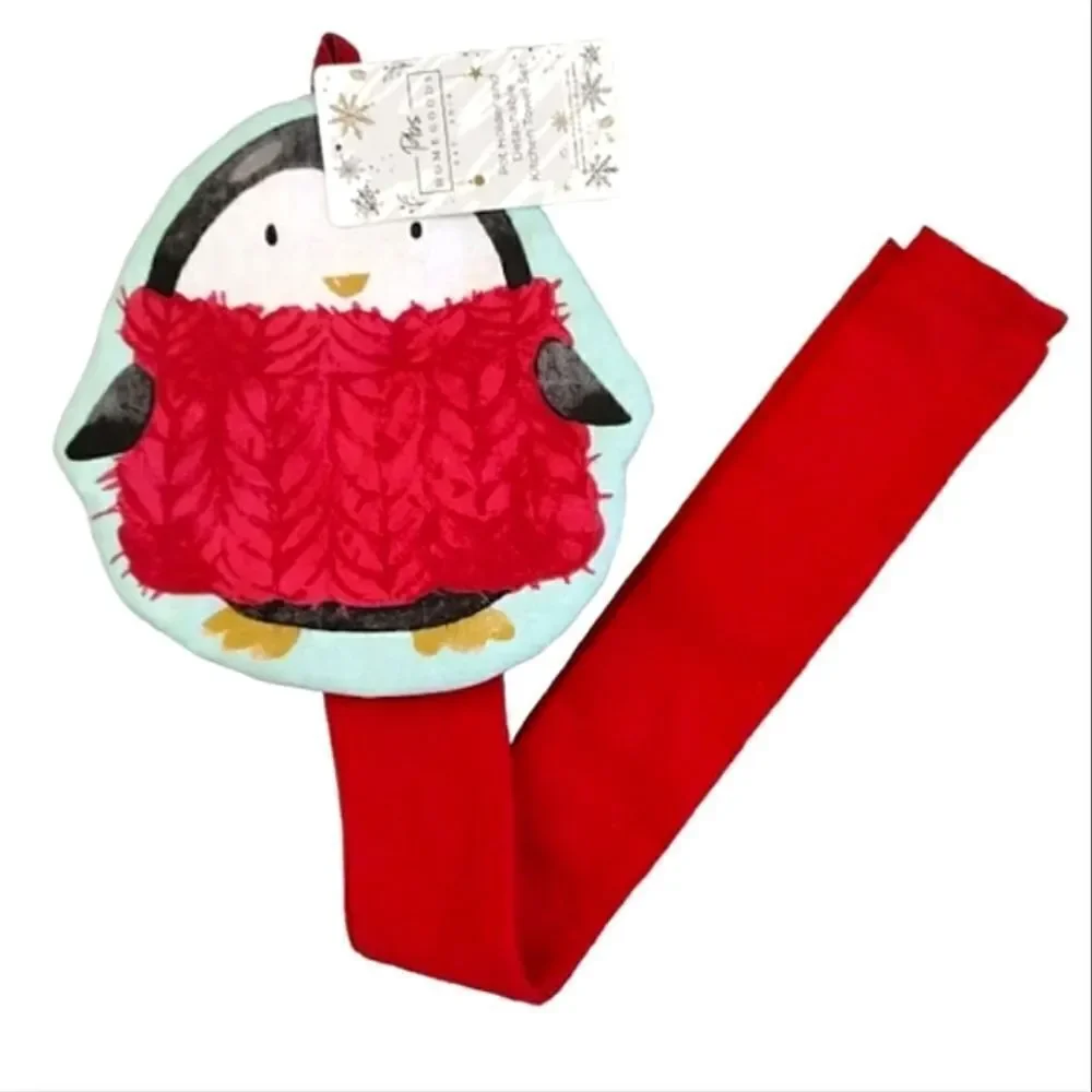 Pbs Home Goods Red Christmas Penguin Pot Holder‎ Detachable Towel Set NWT