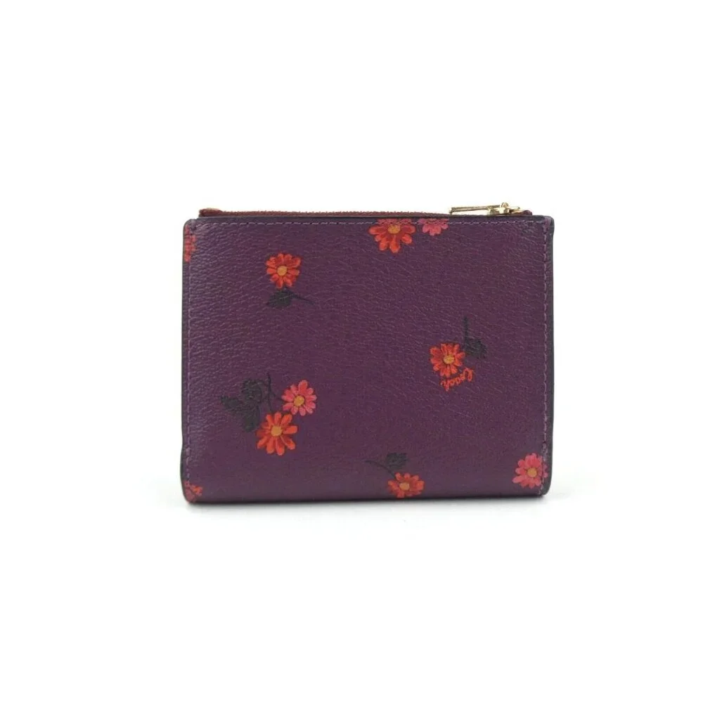 Coach Deep Berry Country Floral‎ Bifold Wallet NWT CM853