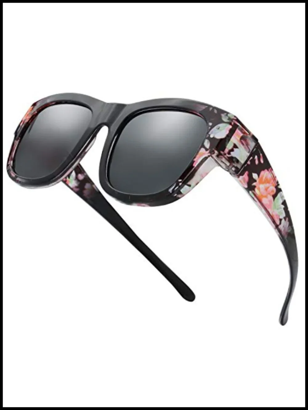 Polarized Wrap Around Shield Sunglasses for Glasses with Leather Case