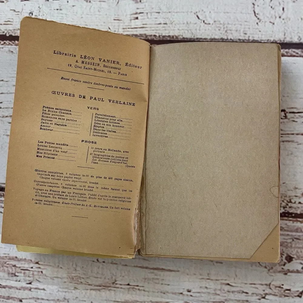 Vintage Paul Verlaine Poetries Selected Pieces French Literature Book 1926‎