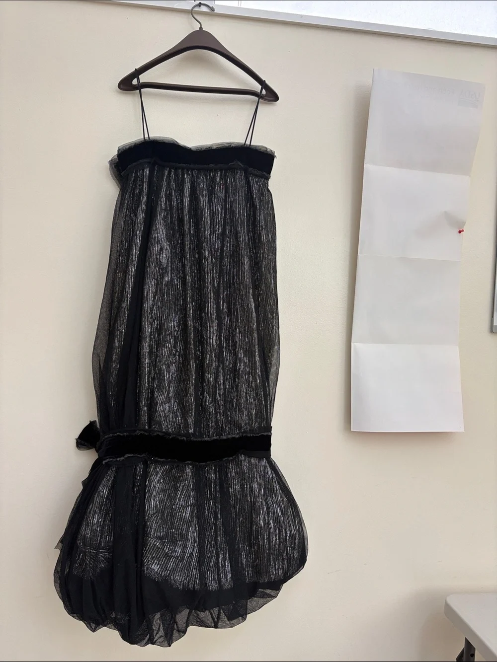 Tory Burch Black Metallic Mesh Evening Skirt