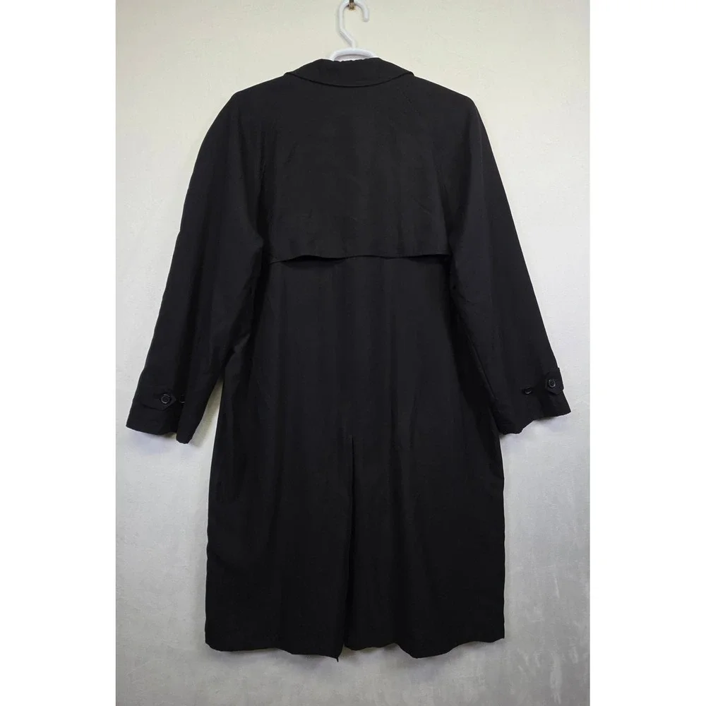 Stafford‎ Trench Coat Mens 42L Black Classic Timeless Minimalist Office Overcoat