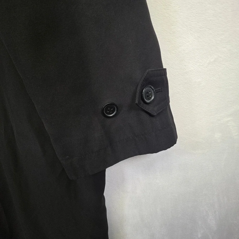 Stafford‎ Trench Coat Mens 42L Black Classic Timeless Minimalist Office Overcoat
