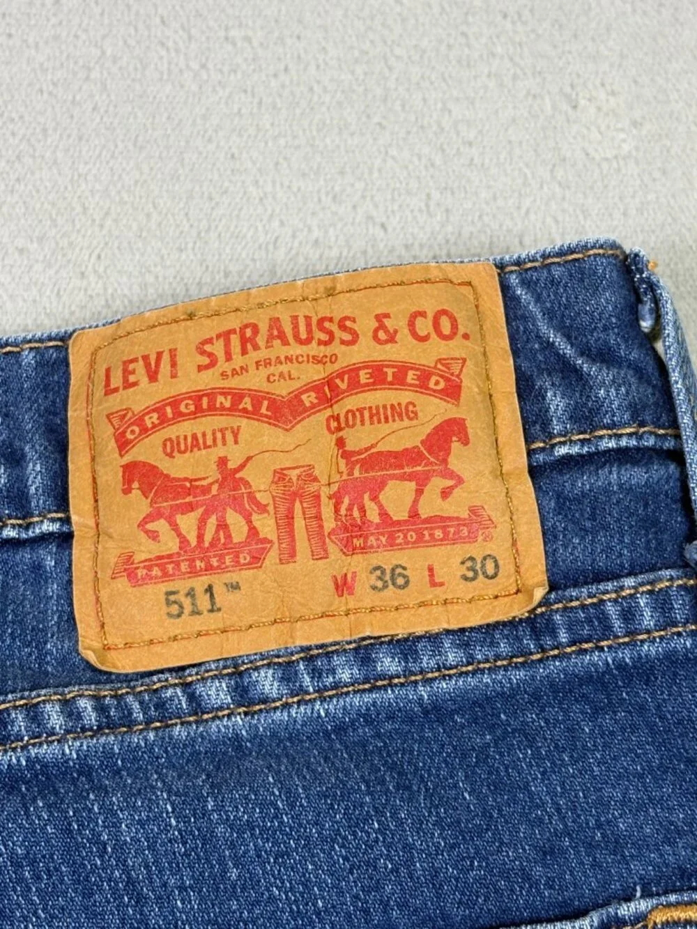 Levi's 511 Jeans Men's Size 36x30 Blue Stretch Denim Cotton Blend Straight Fit