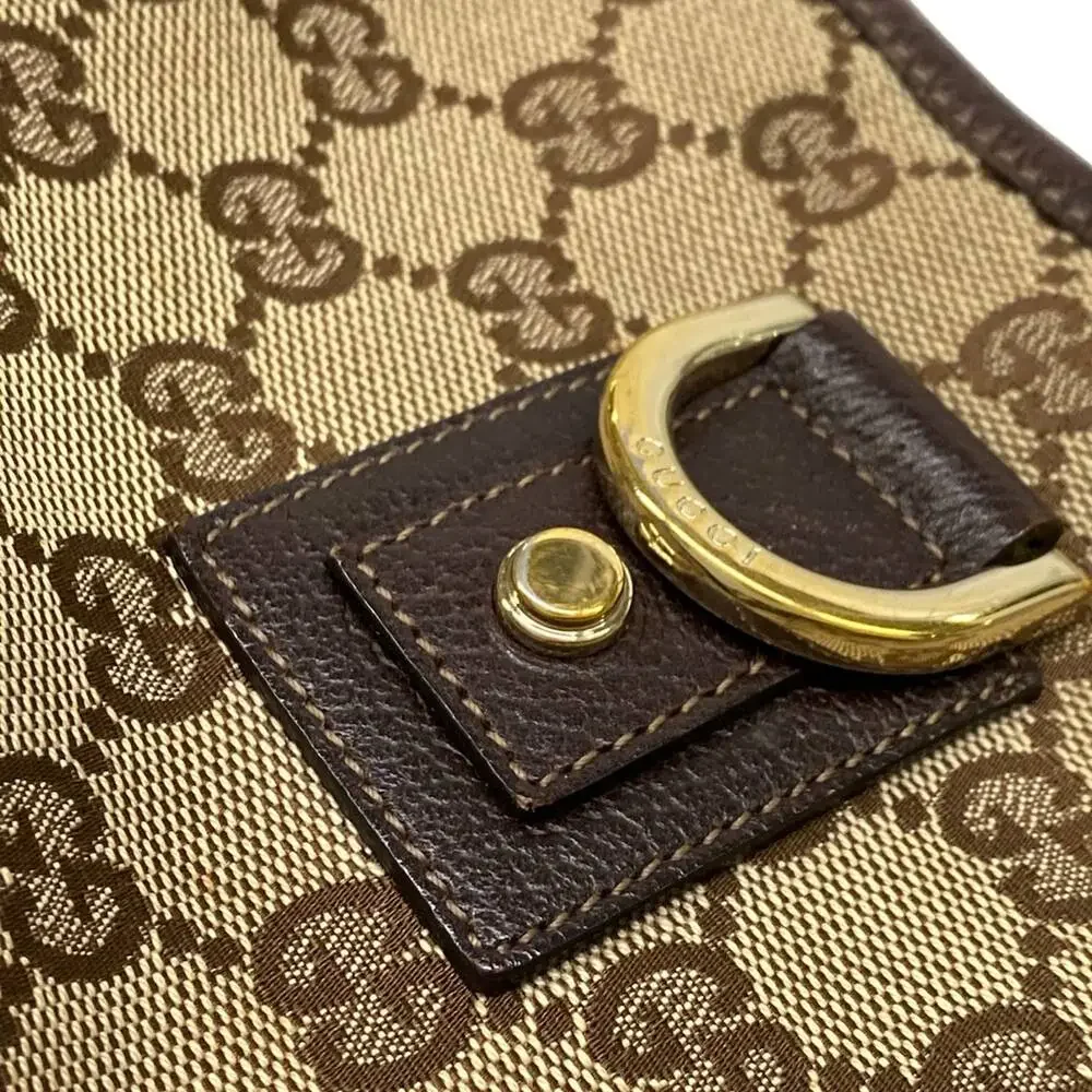 Gucci GG Pattern, Abbey Handbag 130939 Beige Dark Brown Jacquard Leather