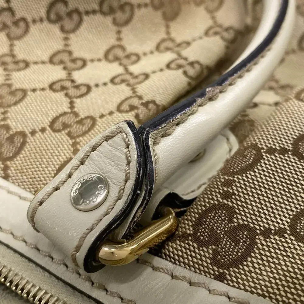 Gucci Handbag 247902 Dark Brown Beige Cream Jacquard Leather