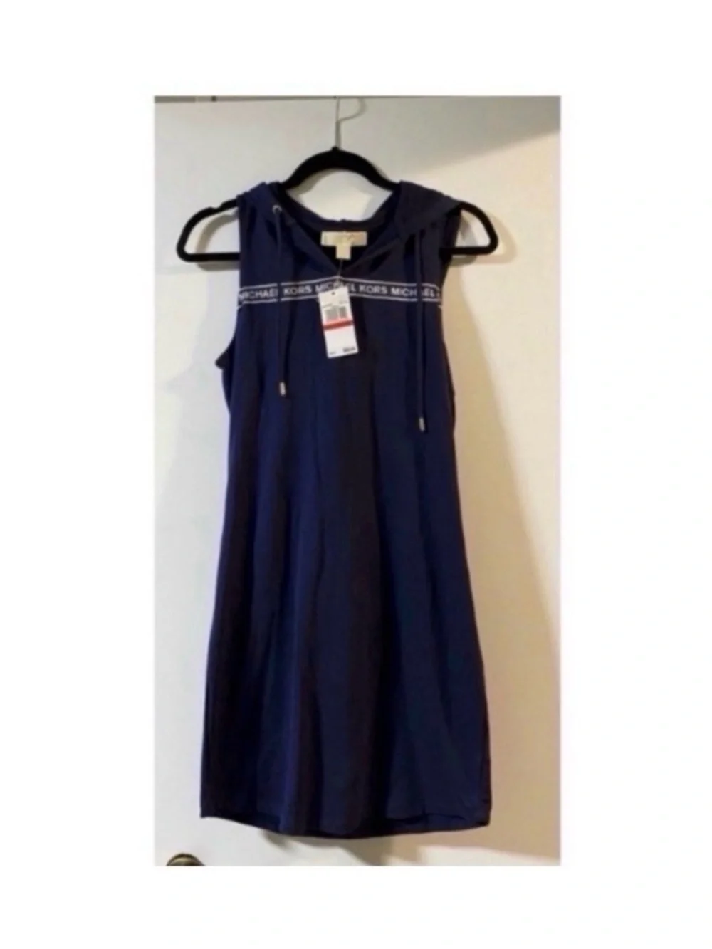 MICHAEL KORS Navy Hooded MK Logo Dress Size Small New!