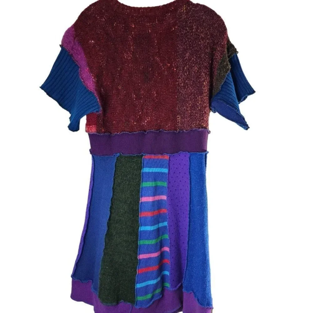 Vintage 80s Mariea Kim Dress Womens Size Large Purple Pink Sweater Art to Wear