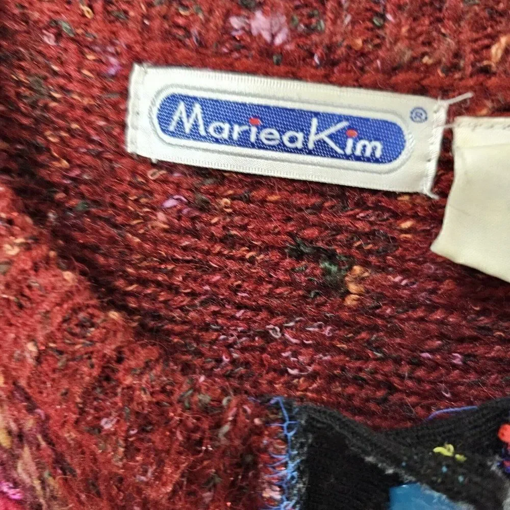 Vintage 80s Mariea Kim Dress Womens Size Large Purple Pink Sweater Art to Wear