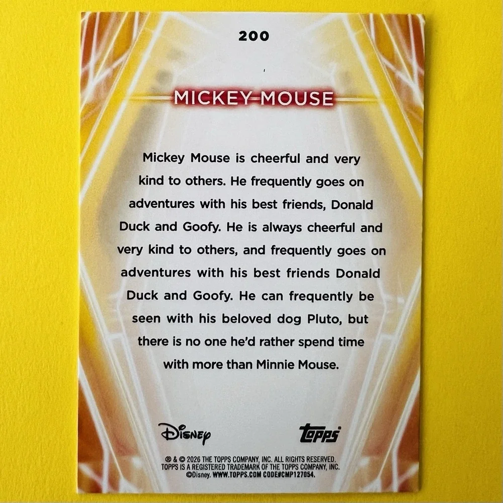 2026 Topps Disney Neon Mickey Mouse #200‎ Disney Base Card