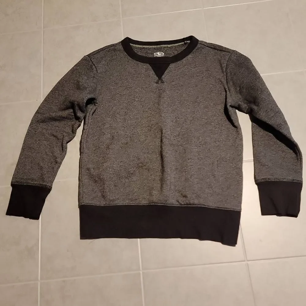 Athletic Works Boys Long Sleeve Two Tone Grey Sweater Small 6/7