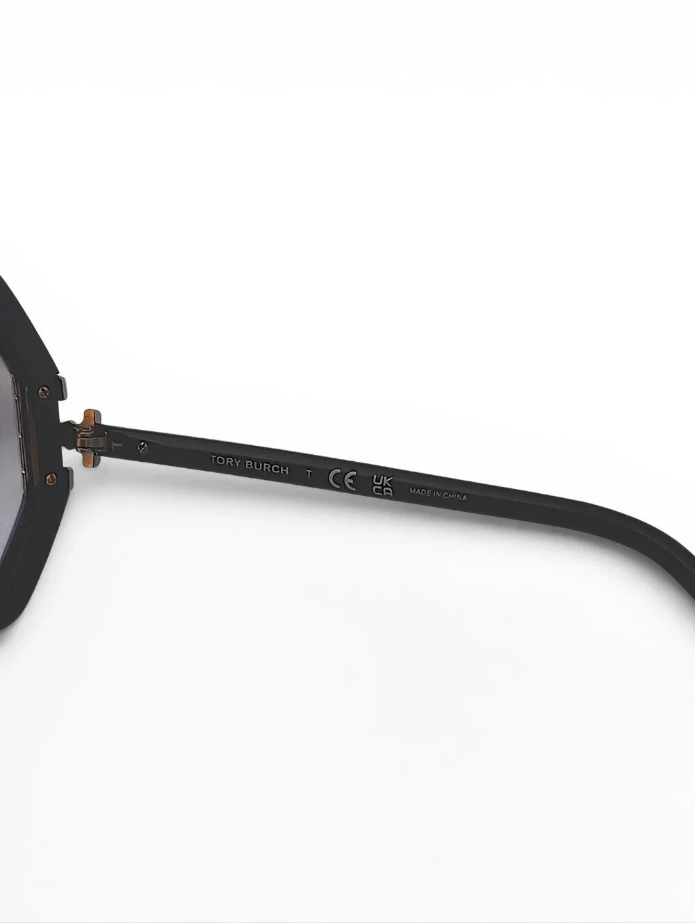Tory Burch TY9062U Geometric Oversized Sunglasses Black & Gold w/ Case