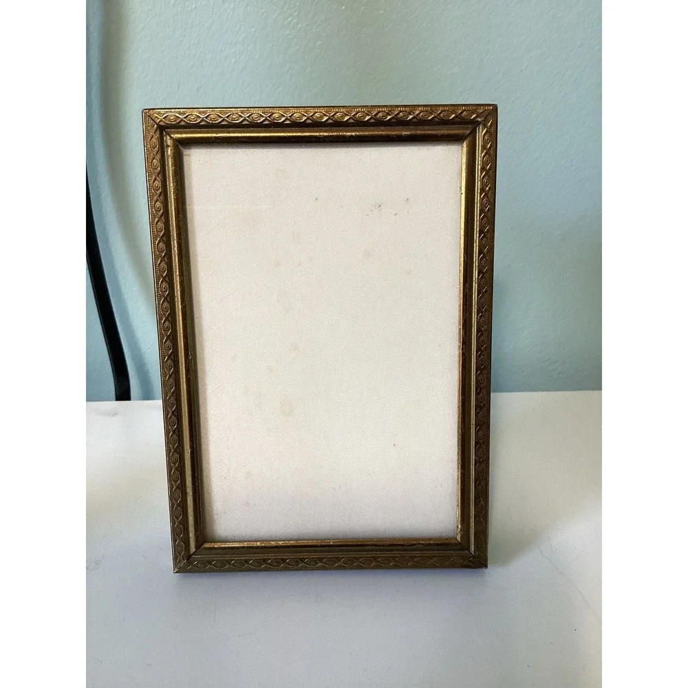 Vintage Gold Tone Picture Frame Set Ornate Embossed and Polished Tabletop Decor