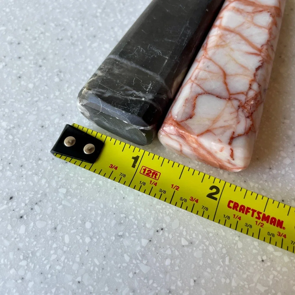 Vintage Marble Cheese Spreaders Set of 2 Black Red Veined Stone Gold Tone Metal