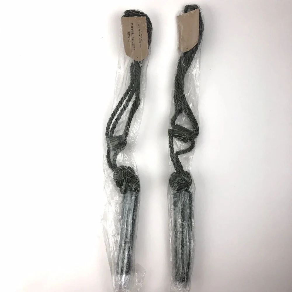 Set of 2 Green Curtain Rope Tassel Tie Backs w/ 6.5