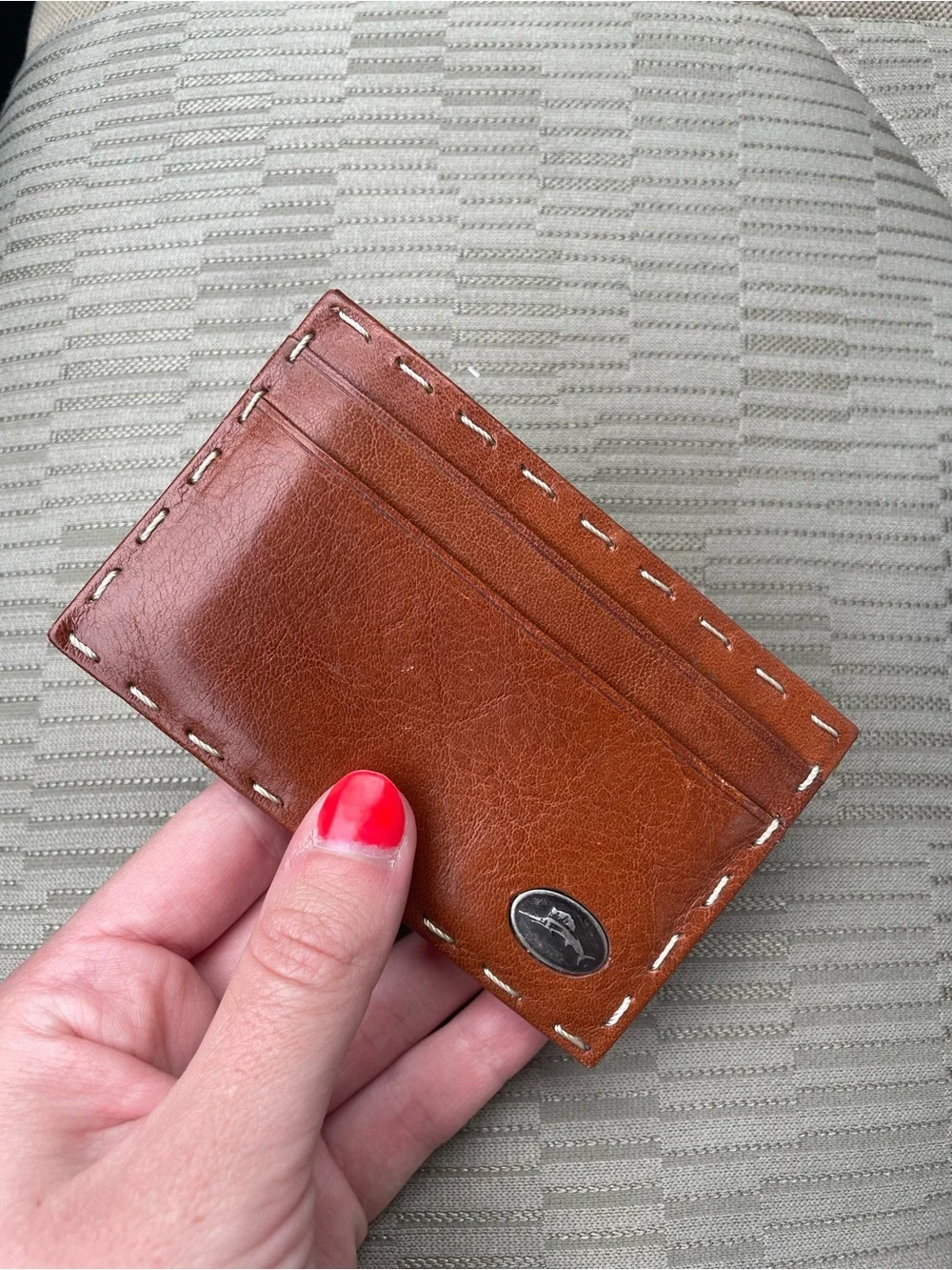Tommy Bahama Genuine Italian Brown Leather Slim Wallet Card Holder with Clip