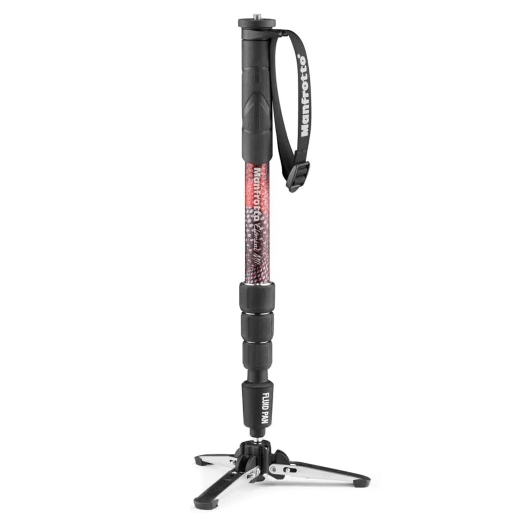 Manfrotto Video Monopod‎ Unisex OS Red Element MII 4-Section Aluminum Fluid Pan