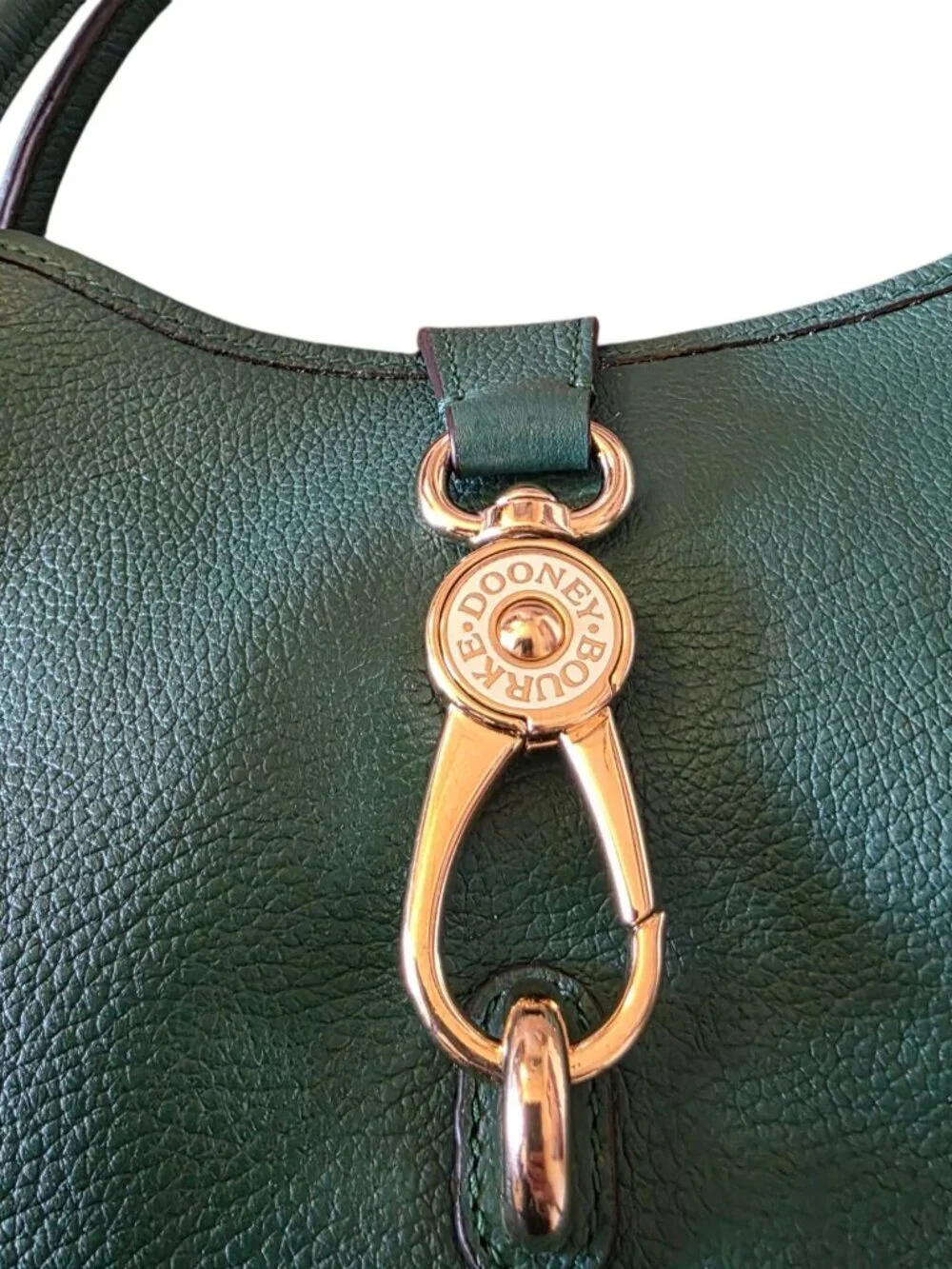 Dooney & Bourke Belvedere Logo Lock Satchel Jade Green Pebble Leather Medium Bag