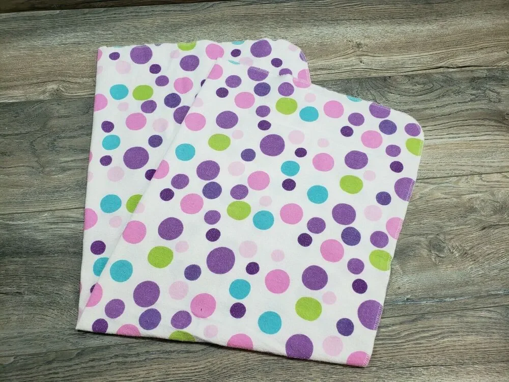 Carter's Baby Receiving Blanket Purple Dot Circles Thin Flannel Cotton
