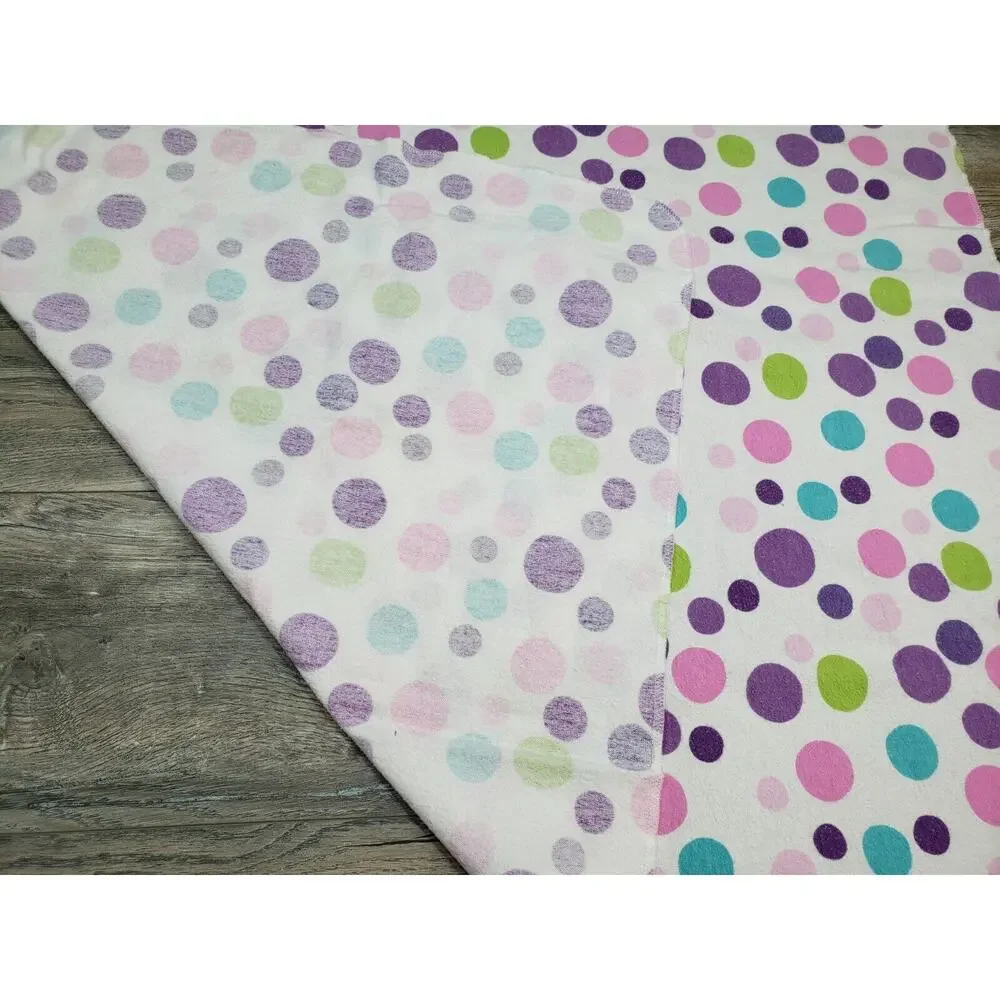Carter's Baby Receiving Blanket Purple Dot Circles Thin Flannel Cotton