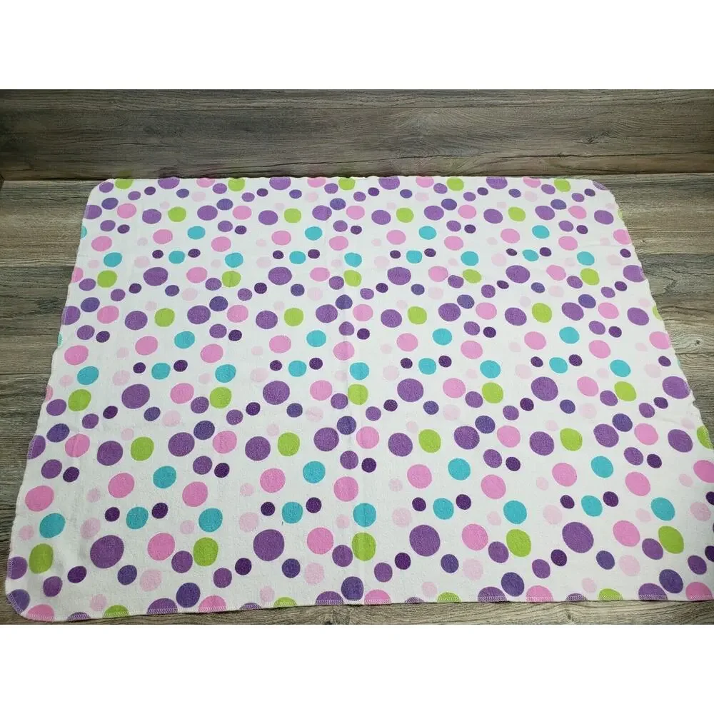 Carter's Baby Receiving Blanket Purple Dot Circles Thin Flannel Cotton