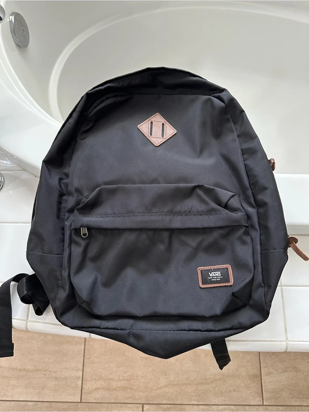Vans Black Backpack with Brown Accent Patch