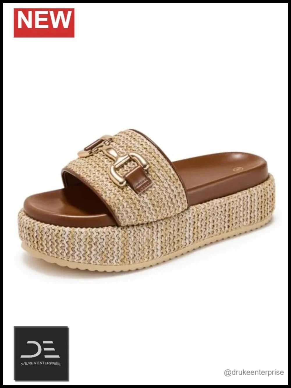 Woven Raffia Platform Sandals Slip On Espadrilles Open Toe Casual