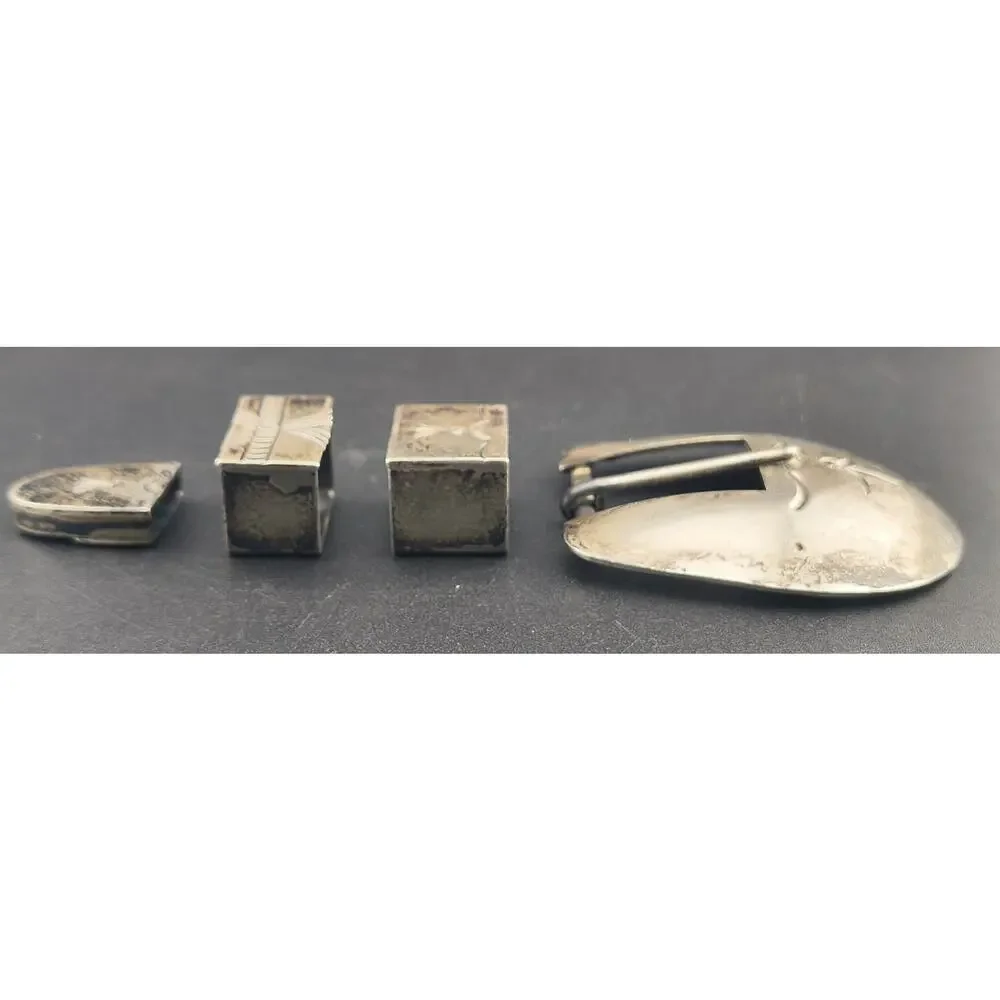 Vintage Navajo Bernice Bonney Sterling Silver 4pc Ranger Buckle Set Unmounted