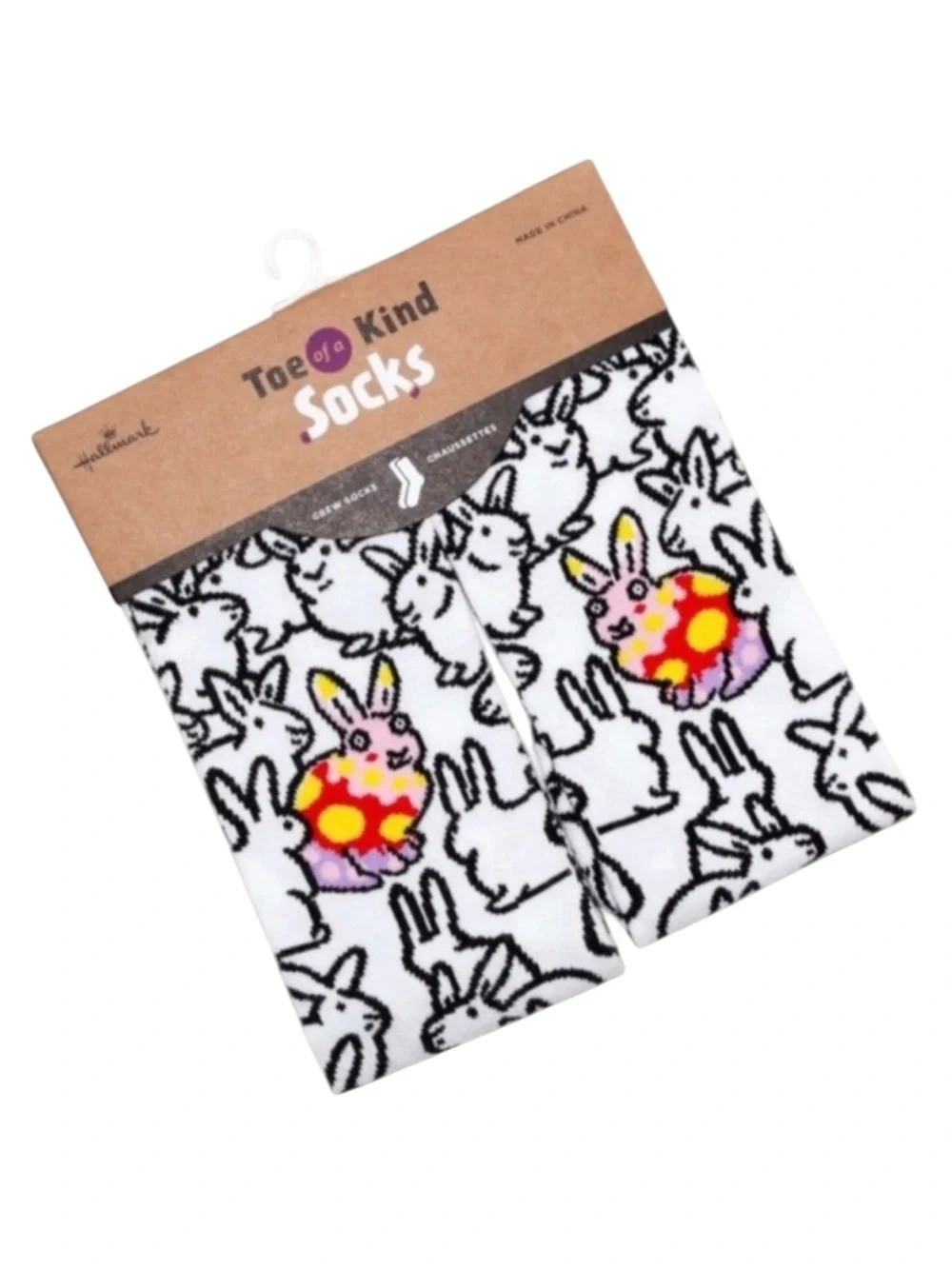 Hallmark Toe of a Kind Bunny Easter Crew Socks One Size Cute Rabbit Novelty NWT