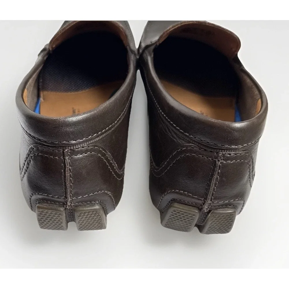 Clarks Driver Loafers Men 10 Leather Markman Plain Driving Shoes Dark Tan Preppy