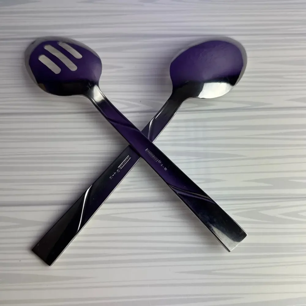 Cambridge Maren Tessa Stainless Serving Flatware Hostess Set Slotted Spoon Fork