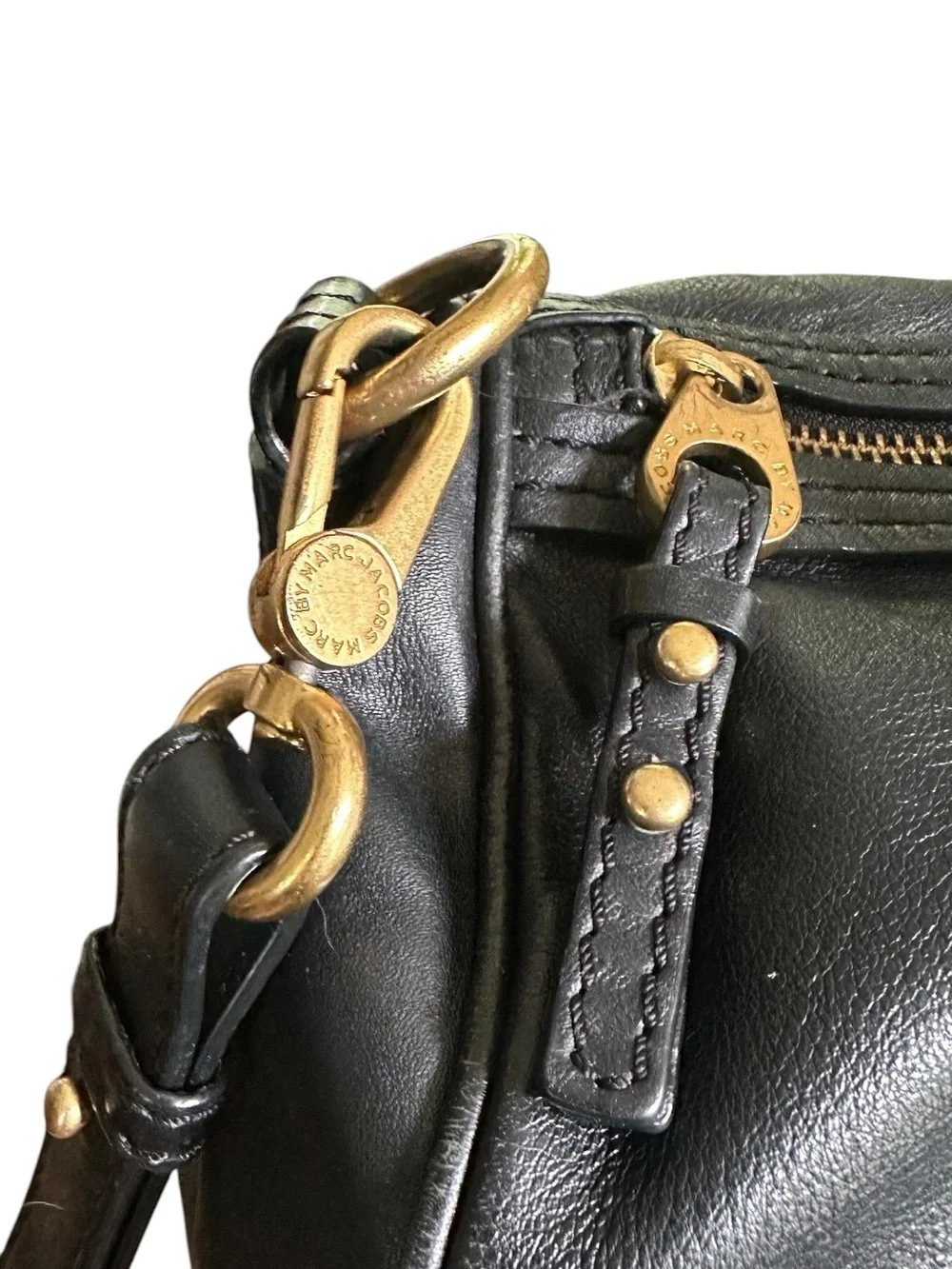 Marc by Marc Jacobs Classic Q Groovee Black Leather Satchel Crossbody Bag