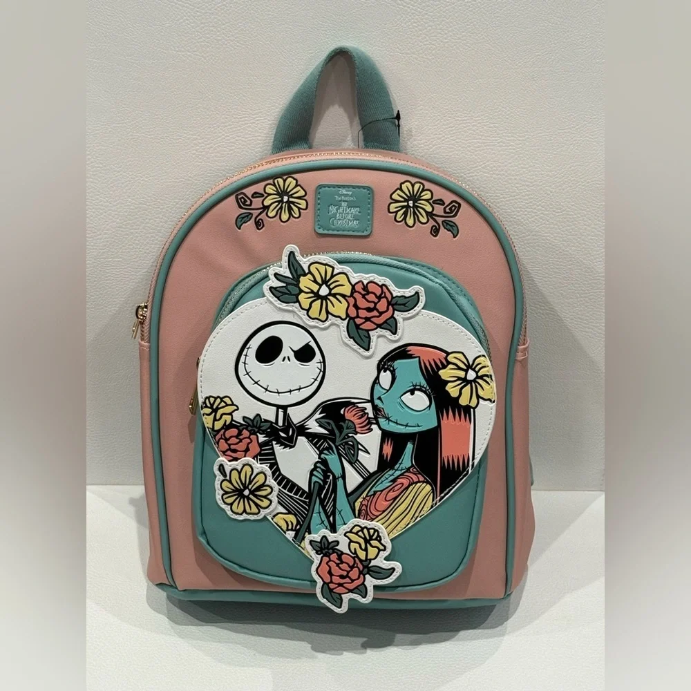 The Nightmare Before Christmas Jack And Sally Heart Mini Pink Backpack