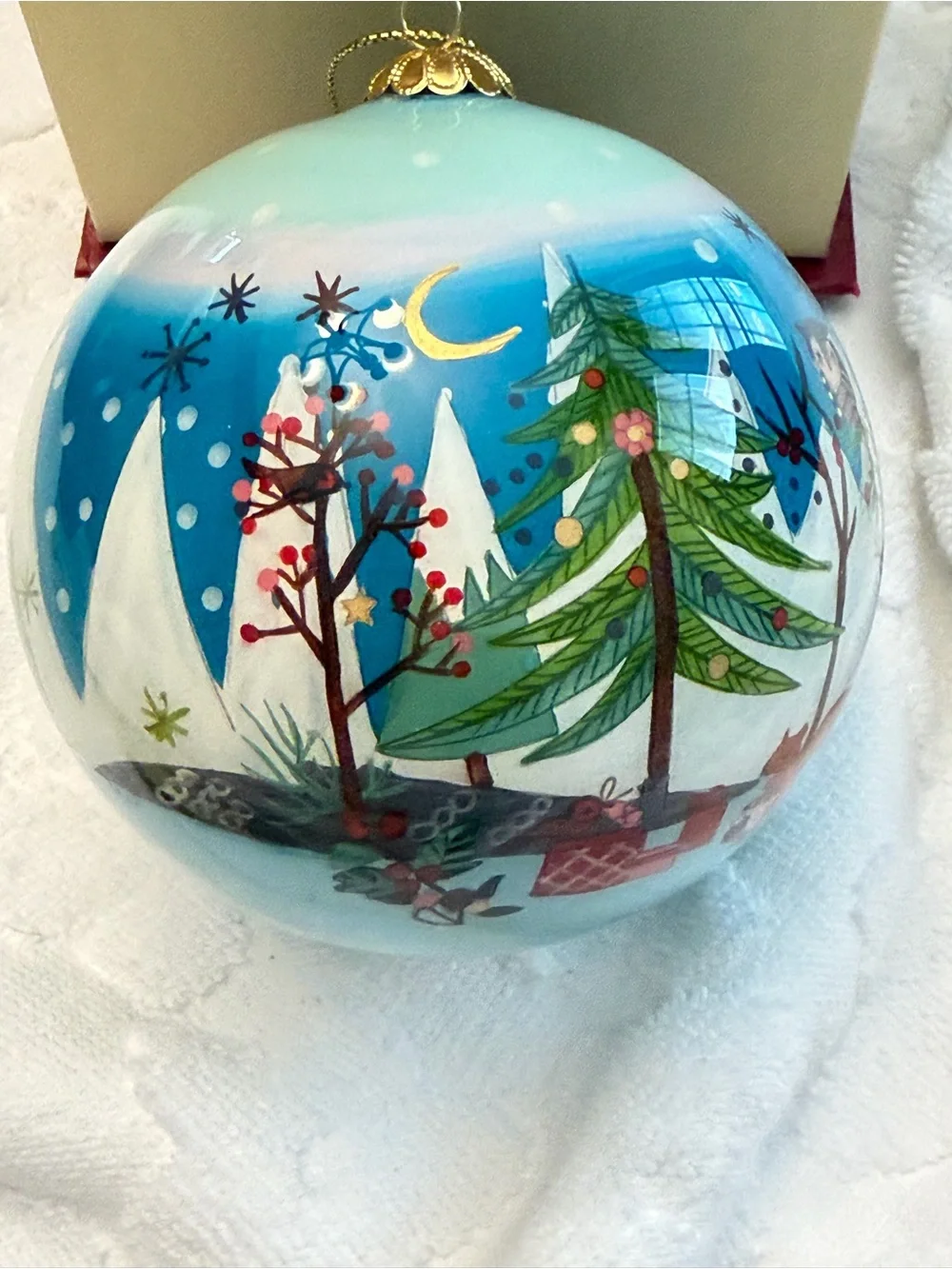 Li Bien Hand-Painted Blue Christmas Ornament with Winter Scene