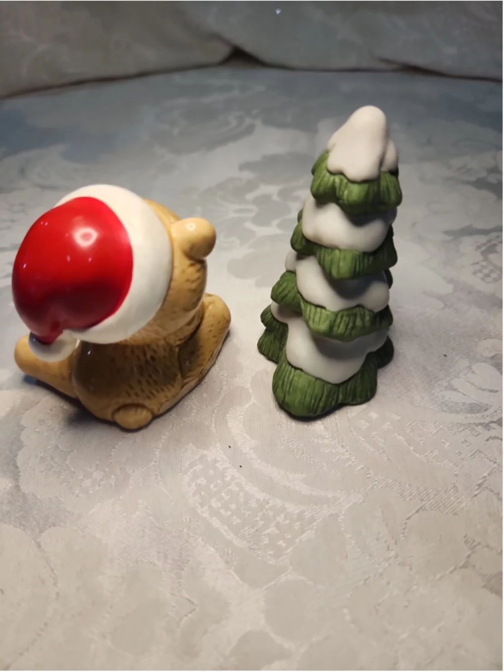 Vintage Homco Ceramic 5101 Christmas Tree & Teddy Bear (JAPAN)Set