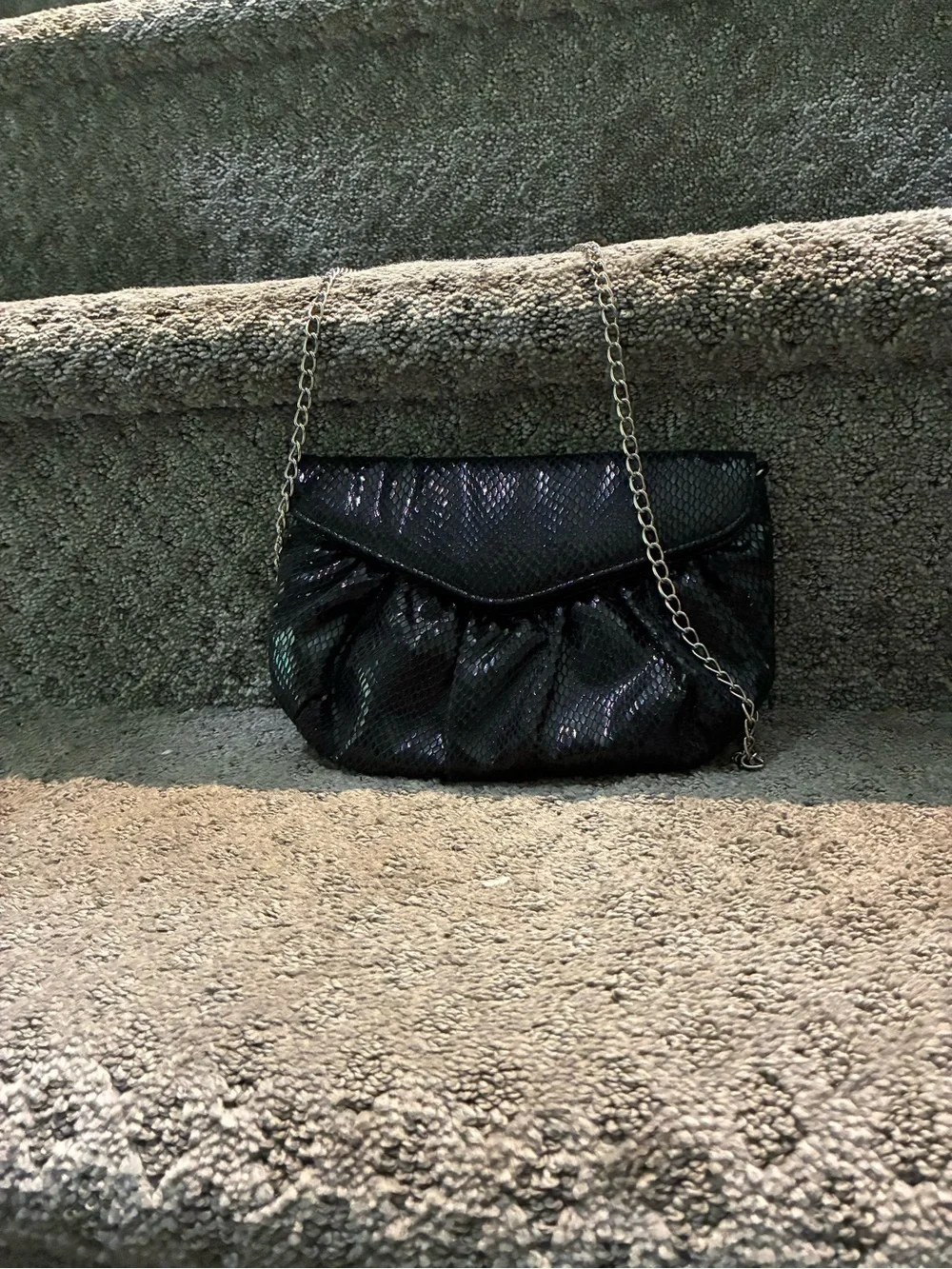 Black Chain Strap Evening Clutch Shoulder Bag