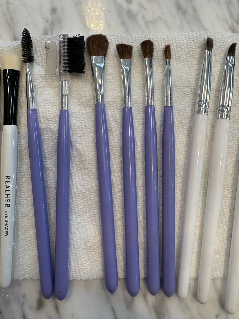 Assorted makeup brushes-RealHer White and Lavender Everyday Makeup Brush Set