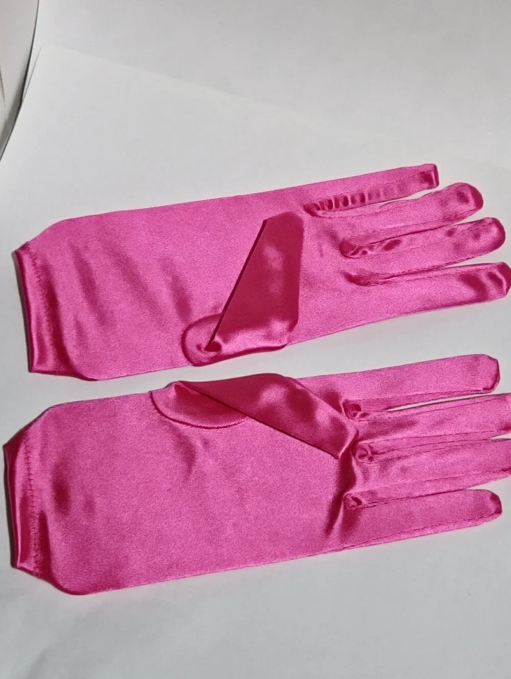 Pink Satin Evening Gloves with Pearl Accent NEW