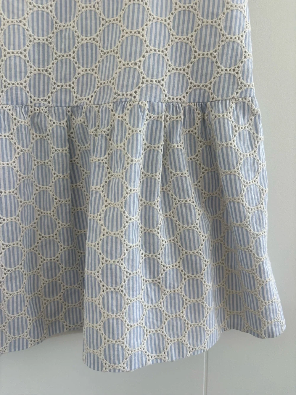J. Crew Light Blue Printed Ruffle-Hem A-Line Skirt