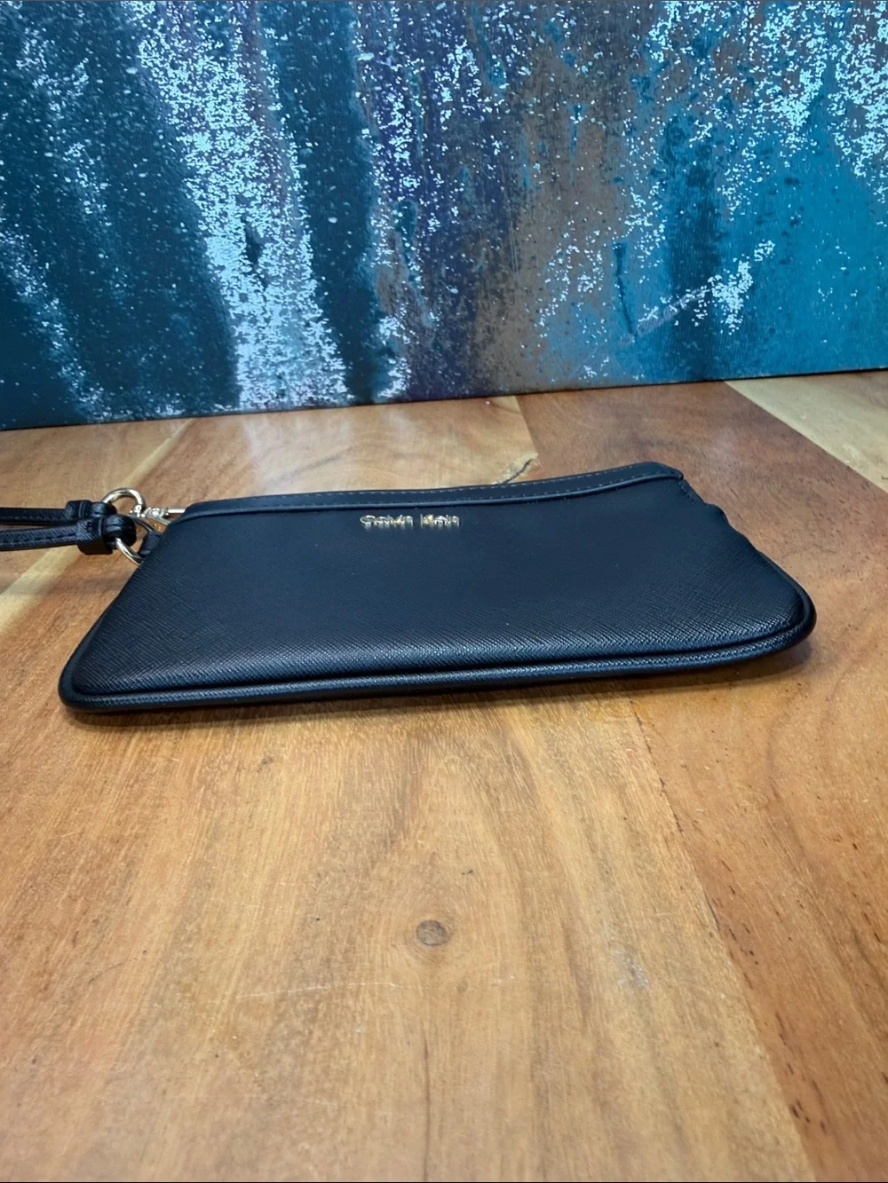Calvin Klein 2010’s Minimalist Black Faux Leather Wristlet‎ (EUC)