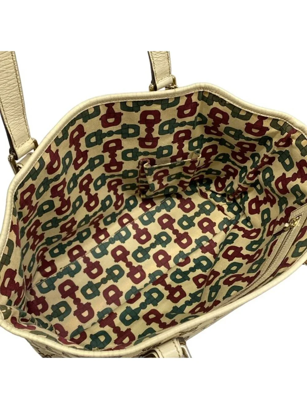 Gucci Tote GG Pattern Sherry Beige Ivory Multi Leather