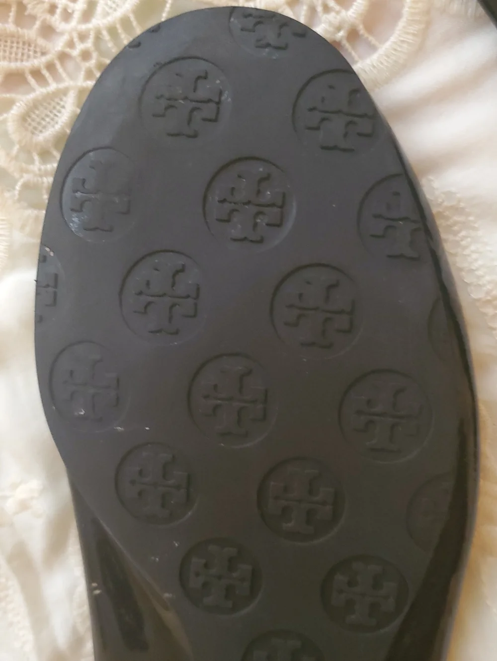 Tory Burch Black Patent Logo Ballet Flats