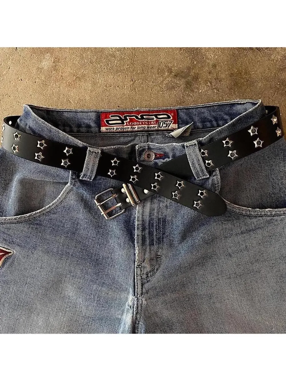 Cyber Western Essential Y2k 2000s style studded punk goth black and silver belt.
